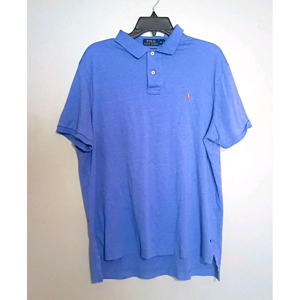 Polo Ralph Lauren Pima Soft Touch Mens Blue Solid Polo Shirt Sz XL